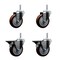 Service Caster 4 Inch Maroon Polyurethane Wheel Swivel 34 Inch Threaded Stem Caster Set 2 Brakes SCC SCC-TS20S414-PPUB-MRN-34212-2-PLB-2 - alternate 1